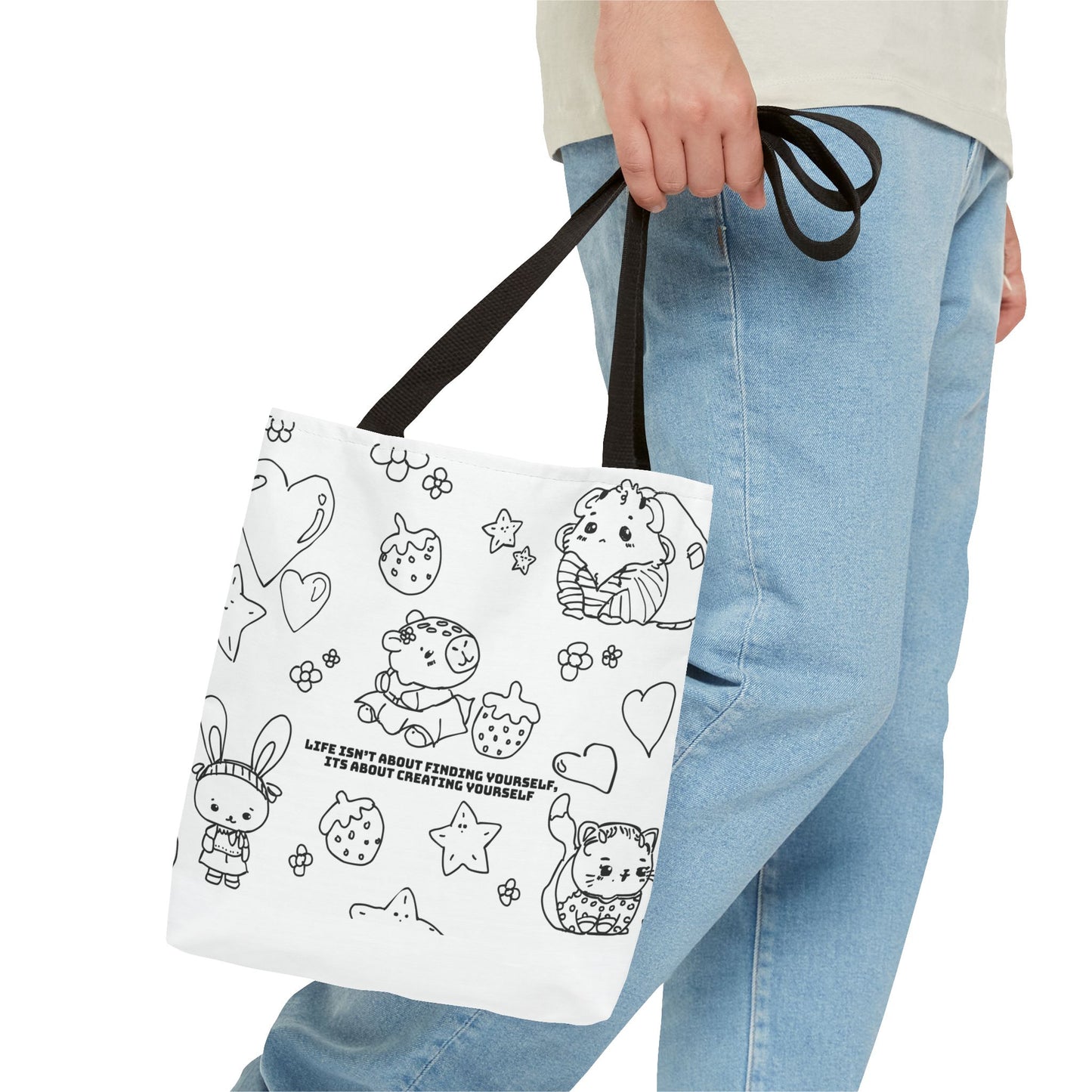 Tote Bag 'Life isn’t about finding yourself, it’s about creating yourself' –Trag deine Positivität