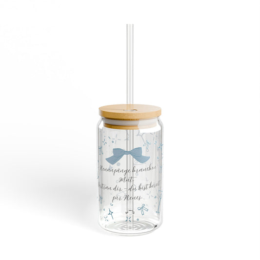 Sipper Glas mit Motivationsspruch – „Neuanfänge brauchen Mut“